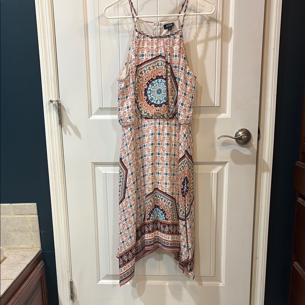 a.n.a Pink and Blue Asymmetrical Halter Sundress